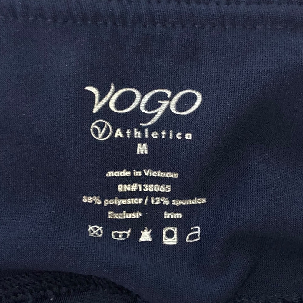 Vogo Athletica Navy Blue Capri Leggings Lattice Strappy Back Detail Gymcore M - Picture 4 of 8